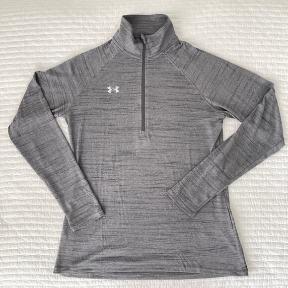 New Under Armour Loose Fit Textured Half Zip Activewear Top in Gray Size M - Picture 1 of 5